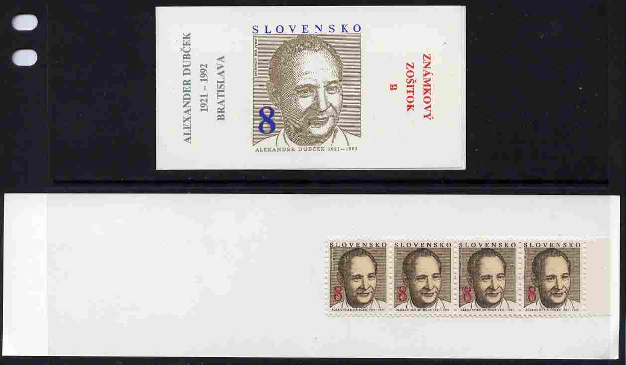 Slovakia 1993 Alexander Dubcek 32k booklet (B) complete and fine SG SB2, stamps on constitutions