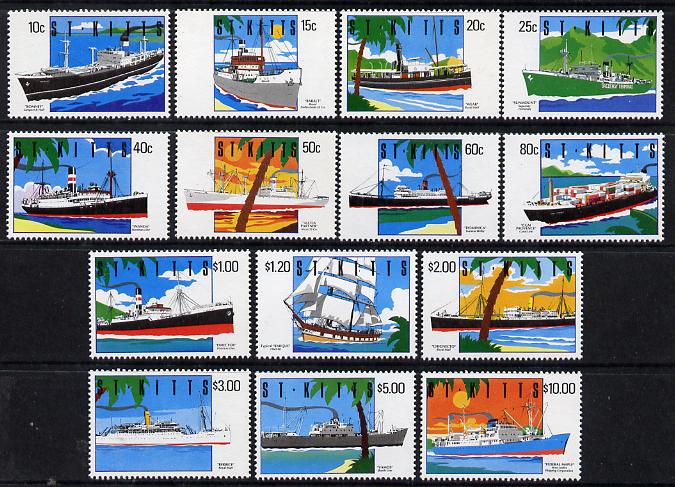 St Kitts 1990 Ships definitive set of 14 values complete unmounted mint, SG 312-25, stamps on ships