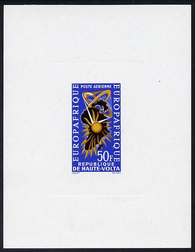 Upper Volta 1964 Europafrique 50f imperf deluxe proof sheet in issued colours on thin sunken card as SG 138, stamps on , stamps on  stamps on europa, stamps on  stamps on maps