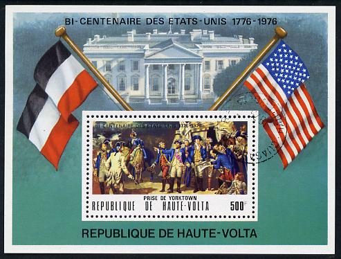 Upper Volta 1975 US Bicentenary 500f perf m/sheet cto used, stamps on americana, stamps on flags, stamps on 