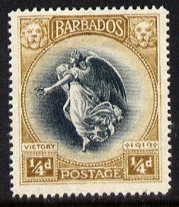 Barbados 1920-21 Victory MCA 1/4d black & bistre-brown unmounted mint SG 201, stamps on , stamps on  stamps on victory