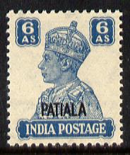 Indian States - Patiala 1941-46 KG6 6a turquoise-green unmounted mint SG 113