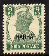 Indian States - Nabha 1941-45 KG6 9p green unmounted mint SG 107, stamps on , stamps on  stamps on , stamps on  stamps on  kg6 , stamps on  stamps on 