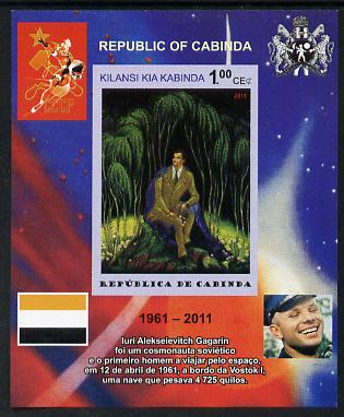 Cabinda Province 2011 Tribute to Yuri Gagarin - Paintings #01 imperf souvenir sheet  unmounted mint, stamps on , stamps on  stamps on space, stamps on  stamps on heraldry, stamps on  stamps on arts, stamps on  stamps on flags