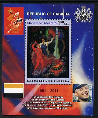 Cabinda Province 2011 Tribute to Yuri Gagarin - Paintings #02 perf souvenir sheet  unmounted mint, stamps on , stamps on  stamps on space, stamps on  stamps on heraldry, stamps on  stamps on arts, stamps on  stamps on flags