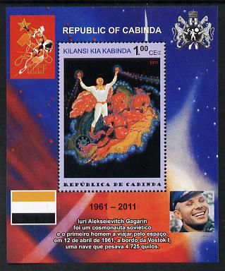 Cabinda Province 2011 Tribute to Yuri Gagarin - Paintings #06 perf souvenir sheet  unmounted mint, stamps on space, stamps on heraldry, stamps on arts, stamps on flags