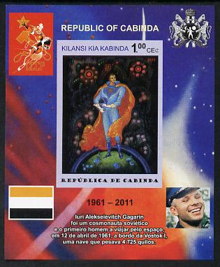 Cabinda Province 2011 Tribute to Yuri Gagarin - Paintings #07 imperf souvenir sheet  unmounted mint, stamps on , stamps on  stamps on space, stamps on  stamps on heraldry, stamps on  stamps on arts, stamps on  stamps on flags