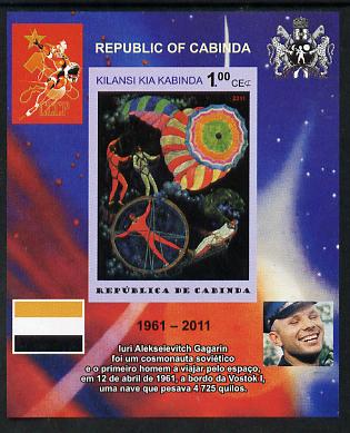 Cabinda Province 2011 Tribute to Yuri Gagarin - Paintings #08 imperf souvenir sheet  unmounted mint, stamps on space, stamps on heraldry, stamps on arts, stamps on flags