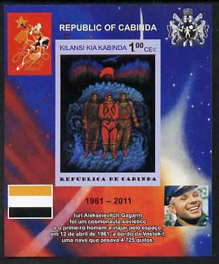 Cabinda Province 2011 Tribute to Yuri Gagarin - Paintings #12 imperf souvenir sheet  unmounted mint, stamps on , stamps on  stamps on space, stamps on  stamps on heraldry, stamps on  stamps on arts, stamps on  stamps on flags