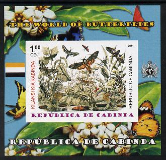 Cabinda Province 2011 The World of Butterflies #1 imperf souvenir sheet  unmounted mint, stamps on , stamps on  stamps on butterflies, stamps on  stamps on heraldry, stamps on  stamps on flags