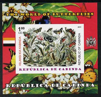Cabinda Province 2011 The World of Butterflies #4 imperf souvenir sheet  unmounted mint, stamps on butterflies, stamps on heraldry, stamps on flags