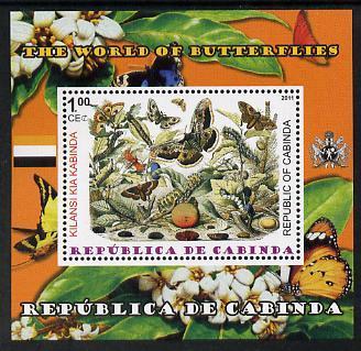 Cabinda Province 2011 The World of Butterflies #5 perf souvenir sheet  unmounted mint, stamps on , stamps on  stamps on butterflies, stamps on  stamps on heraldry, stamps on  stamps on flags