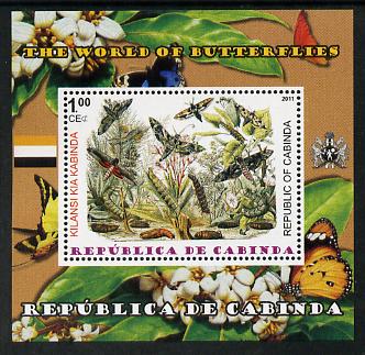 Cabinda Province 2011 The World of Butterflies #6 perf souvenir sheet  unmounted mint, stamps on , stamps on  stamps on butterflies, stamps on  stamps on heraldry, stamps on  stamps on flags