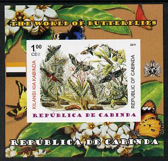 Cabinda Province 2011 The World of Butterflies #6 imperf souvenir sheet  unmounted mint, stamps on butterflies, stamps on heraldry, stamps on flags