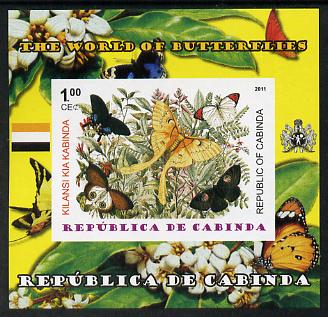 Cabinda Province 2011 The World of Butterflies #7 imperf souvenir sheet  unmounted mint, stamps on butterflies, stamps on heraldry, stamps on flags