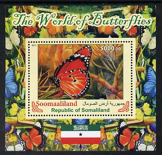 Somaliland 2011 The World of Butterflies #2 perf souvenir sheet  unmounted mint, stamps on butterflies, stamps on flags