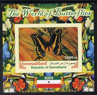 Somaliland 2011 The World of Butterflies #4 imperf souvenir sheet  unmounted mint, stamps on butterflies, stamps on flags