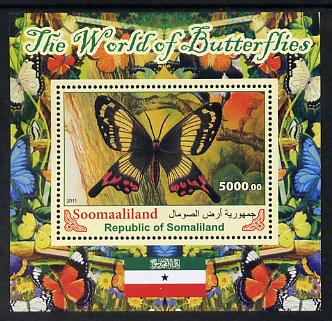 Somaliland 2011 The World of Butterflies #5 perf souvenir sheet  unmounted mint, stamps on , stamps on  stamps on butterflies, stamps on  stamps on flags