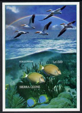 Sierra Leone 1995 Singapore 95 Stamp Exhibition - Marine Life imperf m/sheet #1 unmounted mint, as SG MS 2365a, stamps on stamp exhibitions, stamps on marine life, stamps on fish, stamps on birds, stamps on rainbows