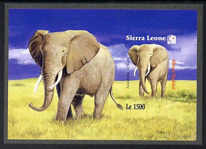 Sierra Leone 1995 Singapore 95 Stamp Exhibition - African Flora & Fauna imperf m/sheet #1 (Elephant) unmounted mint, as SG MS2382a, stamps on stamp exhibitions, stamps on animals, stamps on elephants