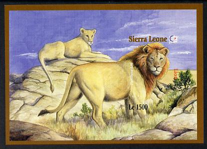 Sierra Leone 1995 Singapore '95 Stamp Exhibition - African Flora & Fauna imperf m/sheet #2 (Lions) unmounted mint, as SG MS2382b, stamps on , stamps on  stamps on stamp exhibitions, stamps on  stamps on animals, stamps on  stamps on lions, stamps on  stamps on cats