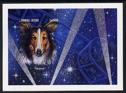 Sierra Leone 1996 Centenary of the Cinema imperf m/sheet #2 Lassie unmounted mint, as SG MS 2468b, stamps on cinema, stamps on movies, stamps on films, stamps on cameras, stamps on photography, stamps on dogs