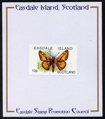 Easdale 1996 Butterflies - 10p Large Skipper mounted on Publicity proof card issued by the Easdale Stamp Promotion Council , stamps on butterflies