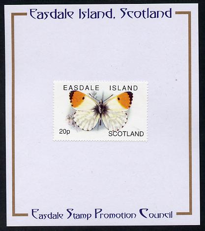 Easdale 1996 Butterflies - 20p Orange-Tip mounted on Publicity proof card issued by the Easdale Stamp Promotion Council , stamps on , stamps on  stamps on butterflies