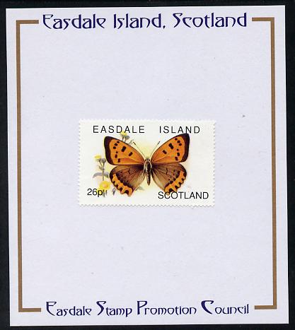 Easdale 1996 Butterflies - 26p Small Copper mounted on Publicity proof card issued by the Easdale Stamp Promotion Council , stamps on butterflies