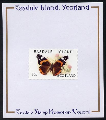 Easdale 1996 Butterflies - 35p Red Admiral mounted on Publicity proof card issued by the Easdale Stamp Promotion Council , stamps on butterflies