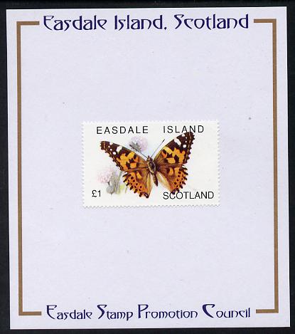 Easdale 1996 Butterflies - A31 Painted Lady mounted on Publicity proof card issued by the Easdale Stamp Promotion Council , stamps on , stamps on  stamps on butterflies