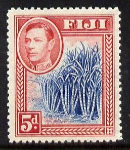 Fiji 1938-55 KG6 5d blue & scarlet unmounted mint SG 258, stamps on , stamps on  kg6 , stamps on sugar, stamps on food