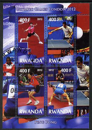 Rwanda 2012 London Olympic Games - Table Tennis perf sheetlet containing 4 values fine cto used, stamps on , stamps on  stamps on olympics, stamps on  stamps on table tennis