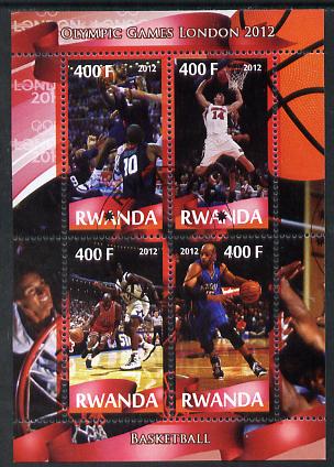 Rwanda 2012 London Olympic Games - Basketball perf sheetlet containing 4 values fine cto used, stamps on , stamps on  stamps on olympics, stamps on  stamps on basketball