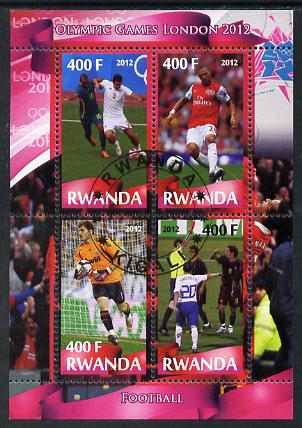 Rwanda 2012 London Olympic Games - Football perf sheetlet containing 4 values fine cto used, stamps on , stamps on  stamps on olympics, stamps on  stamps on football