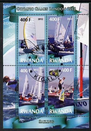 Rwanda 2012 London Olympic Games - Sailing perf sheetlet containing 4 values fine cto used, stamps on , stamps on  stamps on olympics, stamps on  stamps on sailing