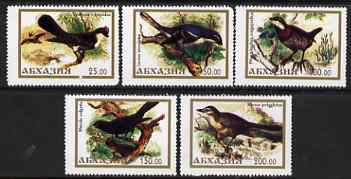 Abkhazia - Birds #1 perf set of 5 unmounted mint, stamps on , stamps on  stamps on birds