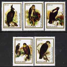 Abkhazia - Birds #2 perf set of 5 unmounted mint, stamps on , stamps on  stamps on birds, stamps on  stamps on birds of prey