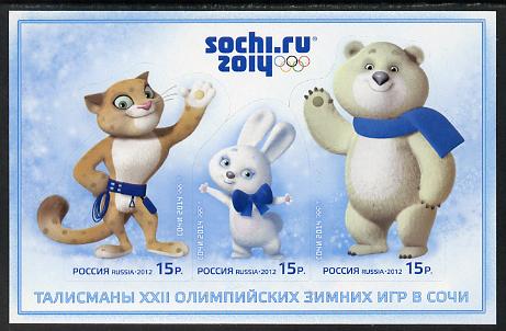 Russia 2012 Winter Olympic Games - Sochi imperf sheetlet containing 3 values unmounted mint , stamps on , stamps on  stamps on olympics