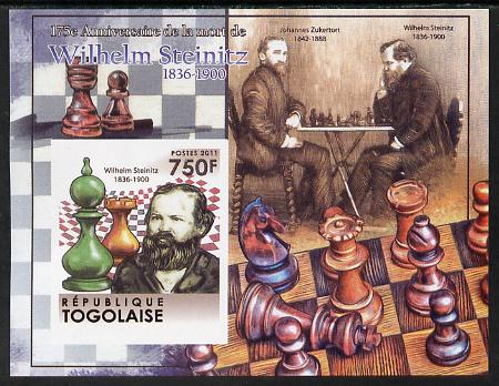 Togo 2011 Chess - Wilhelm Steinitz #3 imperf m/sheet unmounted mint. Note this item is privately produced and is offered purely on its thematic appeal , stamps on , stamps on  stamps on personalities, stamps on  stamps on chess, stamps on  stamps on 