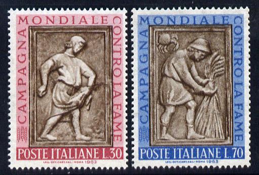 Italy 1963 Freedom from Hunger set of 2 unmounted mint, SG 1092-93, stamps on , stamps on  stamps on food, stamps on  stamps on agriculture, stamps on  stamps on 