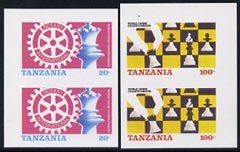 Tanzania 1986 World Chess/Rotary set of 2 each in imperf pairs unmounted mint (as SG 461-2), stamps on chess, stamps on rotary