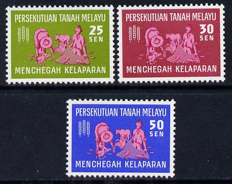 Malaysia - Federation 1963 Freedom from Hunger set of 3 unmounted mint, SG 32-34, stamps on , stamps on  stamps on food