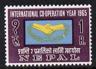 Nepal 1965 International Co-operation Year unmounted mint, SG 200, stamps on icy , stamps on 