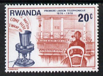 Rwanda 1976 Bells Experimental Telephone & Manual Switchboard 20c from Telephone Centenary set unmounted mint, SG 751*, stamps on communications