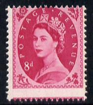 Great Britain 1958-65 Wilding 8d magenta with 2mm downward shift of horizontal perfs, slight gum disturbance, stamps on 