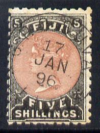 Fiji 1882 5s dull red & black fine used, SG 69, stamps on , stamps on  stamps on fiji 1882 5s dull red & black fine used, stamps on  stamps on  sg 69