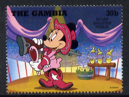 Gambia 1995 Minnie Mouse dressed as Cowgirl 30b from Cowboys & Indians set unmounted mint, SG 2160, stamps on disney, stamps on americana, stamps on circus, stamps on shooting