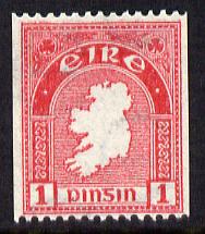 Ireland 1940-68 1d carmine perf 14 x imperf (from coils) unmounted mint SG 112b, stamps on maps.