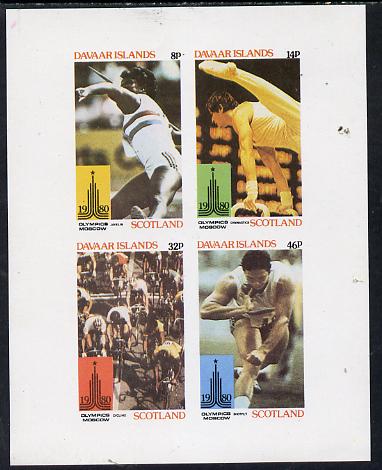 Davaar Island 1980 Olympic Games imperf  set of 4 values (8p to 46p) unmounted mint, stamps on , stamps on  stamps on sport   olympics       javelin   gymnastics   bicycles   shot, stamps on  stamps on  gym , stamps on  stamps on gymnastics, stamps on  stamps on 